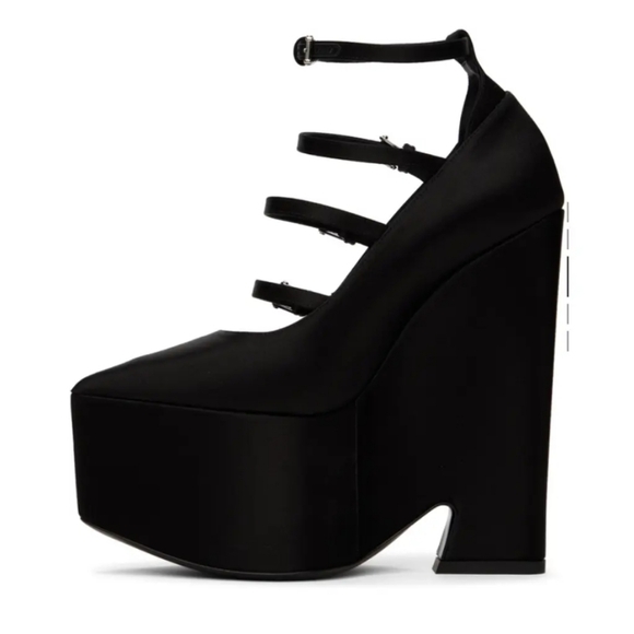 Versace Tempest Pointed Platform Pumps size EU 40 NEW Satin Black - Picture 3 of 7